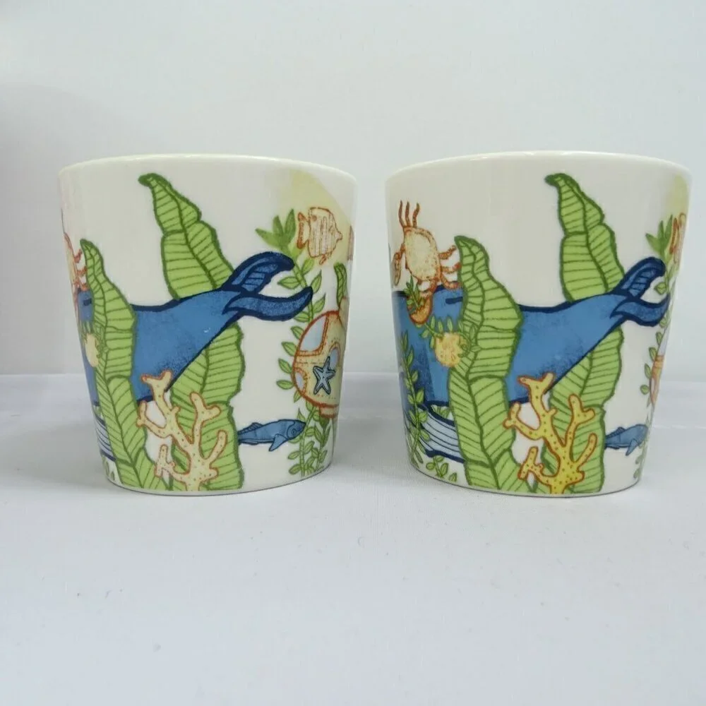 Lot 2 Starbucks Under the Sea Mugs Cup Whale Turtle Submarine Fish Ocean 1 faded